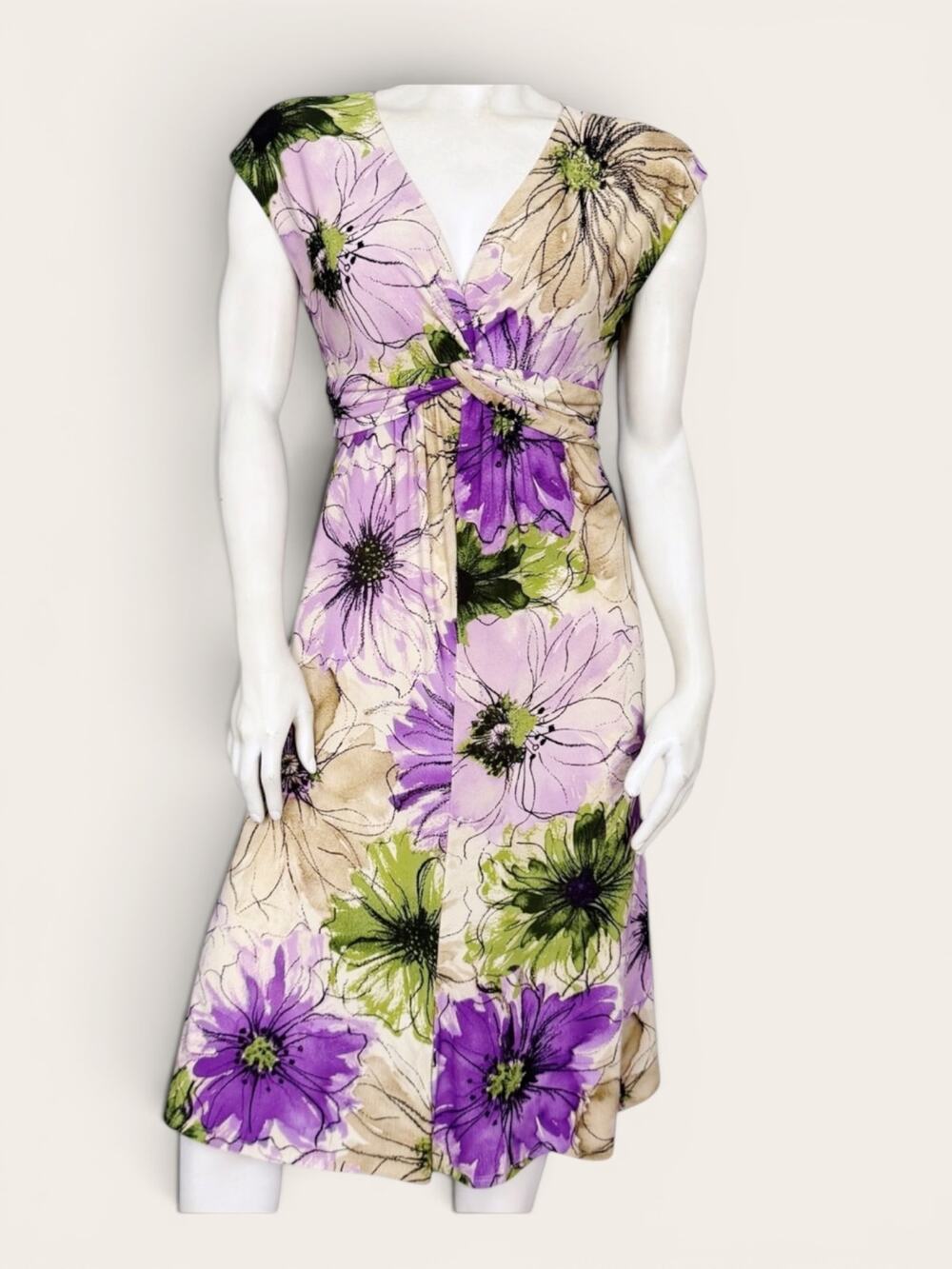 Jones New York Purple Floral Faux Wrap Dress